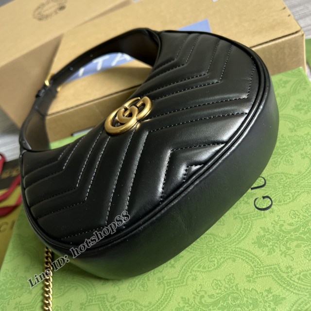 Gucci專櫃新款肩背女包腋下包 古馳新月形原廠皮迷你手袋699514 gqy4064